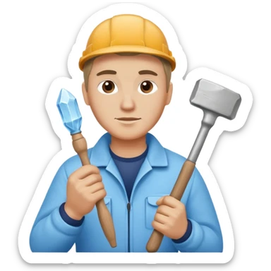 Sculptor with chisel & mallet,Ice Sculptors. sticker