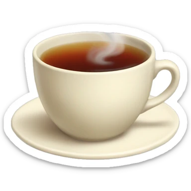 Steaming cup of black tea with cream with hearts emerging out of the steam sticker