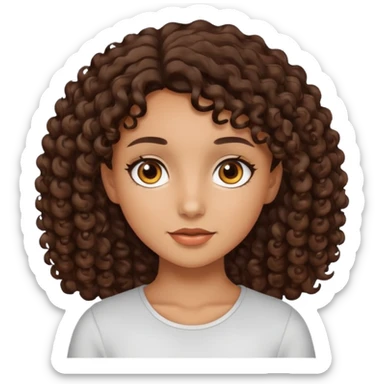 Tan girl with dark brown curly hair sticker