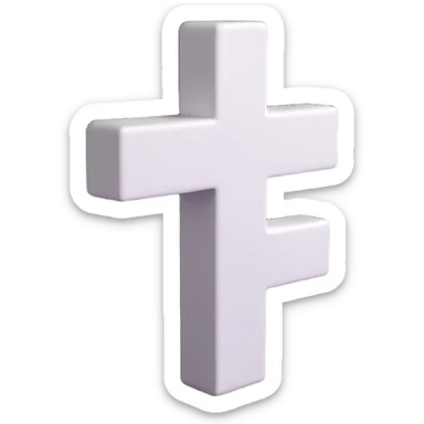 white plus sign, 3D, slightly raised look, Microsoft fluent emoji style sticker