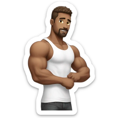 muscular guy with white tank top sticker