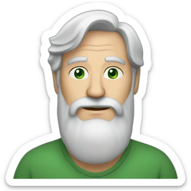 Gray haird 60 years old man with beard and green eyes sticker