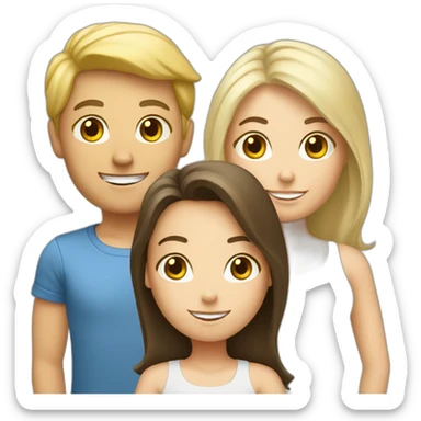 A blond White boy and two brunette white girls sticker