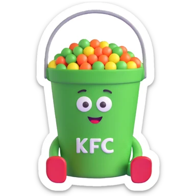 KFC bucket with a green M&M character sitting inside it sticker