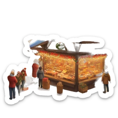 christmas market covert in snow with a cozy atmosphere  sticker