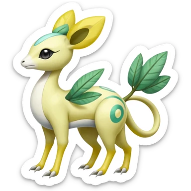 Tropical Exotic Meloetta-Leavanny-Gallade-Ampharos-Inteleon-Nidoqueen-Fakémon-Pokémon-hybrid-fusion-creature, full body sticker