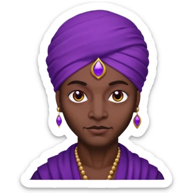 Con el planeta Saturno 🪐 (esto tiene que ser el elemento más importante) , un moro con turbante 👳🏾‍♂️ y la cara del diablo morada esta 😈  sticker