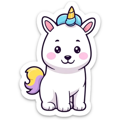 a dog and a unicorn mixed together  sticker