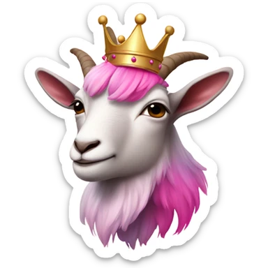 Pink ombre goat with a crown  sticker