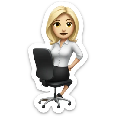 Blonde secretary in leggings at her desk sticker