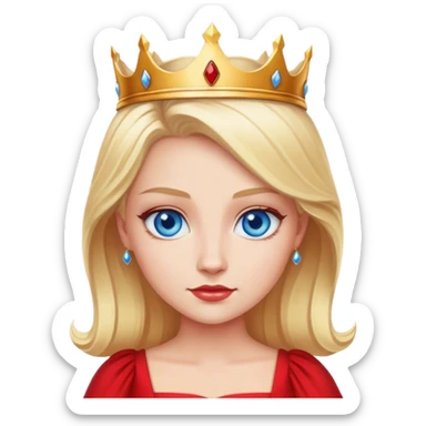 blonde queen blue eyes, red dress sticker