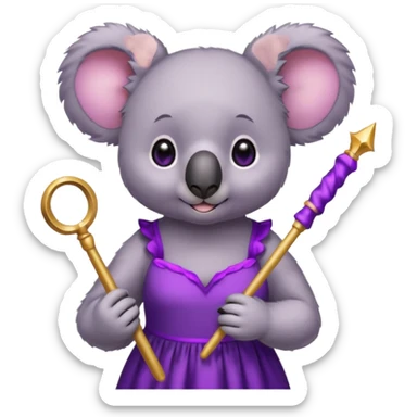 koala purple drees eyelashe magic wand sticker