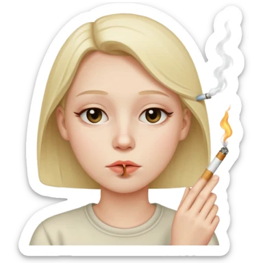 Face with low eyelids and cigarette in mouth  sticker