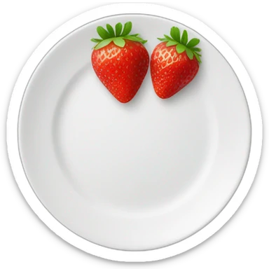 A small white plate with strawberries sticker