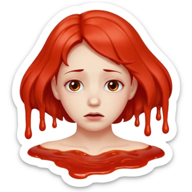 A depressed face with tomato sauce coming out of ears  sticker