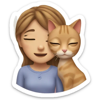 cat with girl dreaming sticker