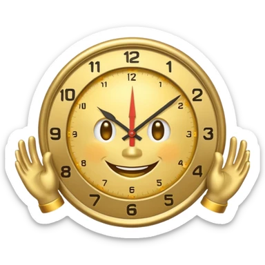 A clock smiling and handsome and playful too sticker
