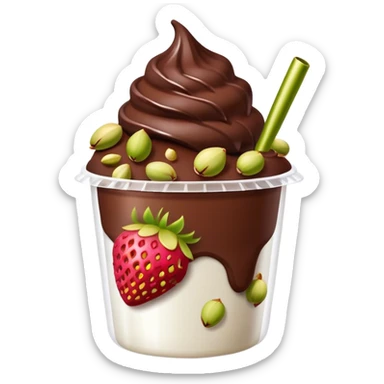 Chocolate covered Strawberries with pistachios in a plastic cup sticker