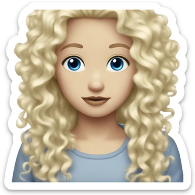 white pale blonde curly hair blue eyes  sticker