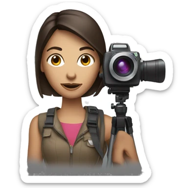 Brunette Woman with video camera on shoulder sticker