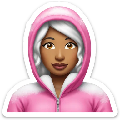 Nicki Minaj wearing pink snow suit sticker