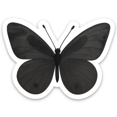 Make the butterfly's wings and body black, keep the watercolor art style, remove the background. sticker