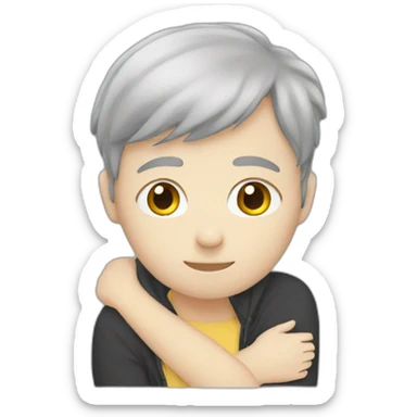 White teen hugging  sticker