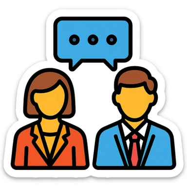meeting people icon, professional modern style, clean lines, suitable for business use sticker