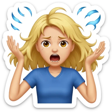 Girl ripping hair out yelling holding hair crying  sticker