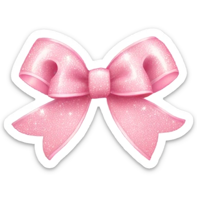light pink ribbon bow sparkling sticker