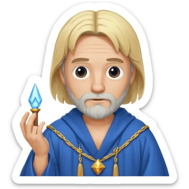 beardless wizard with bob-cut blonde hair and one blocked eye sticker