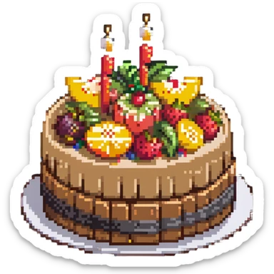dangao Chinese birthday cake with fruit toppings sticker