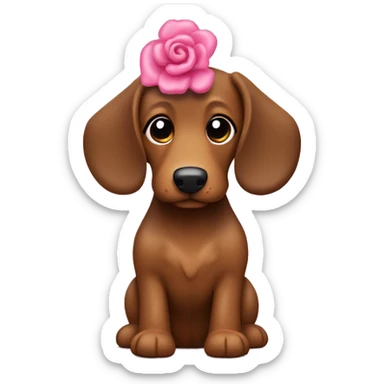 Brauner Dackel mit rosa Schleife  sticker