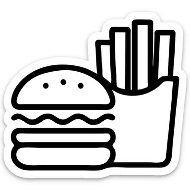 Burger and fries icon sticker
