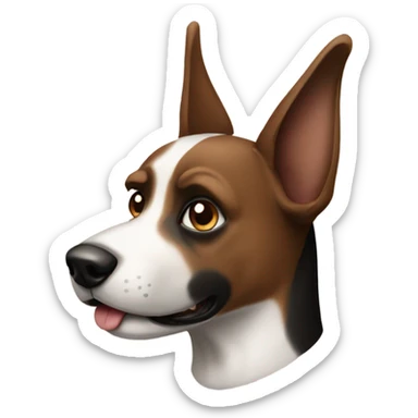 dog with pointy ears, black brown and white face,  sticker
