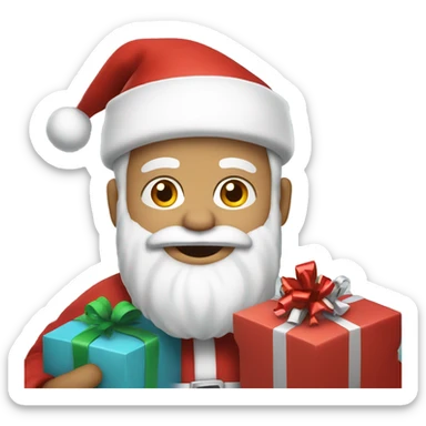 White santa carrying presents sticker