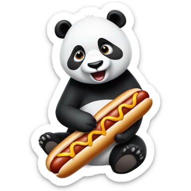 Panda eating hotdogs  sticker