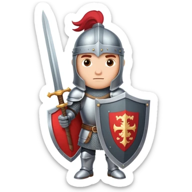 Brave knight on a quest with shield and sword sticker