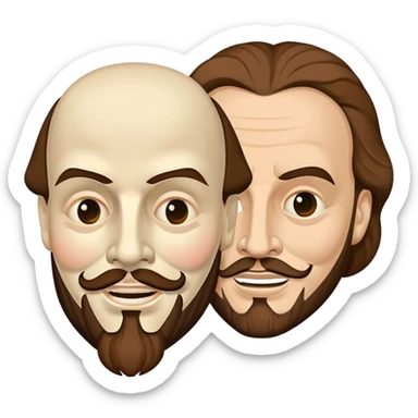 Shakespeare with theatrical comedy and tragedy masks sticker