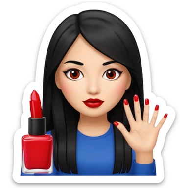 latina girl with straight long hair thats black memoji with nail sticker