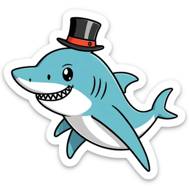 Shark with a top hat sticker