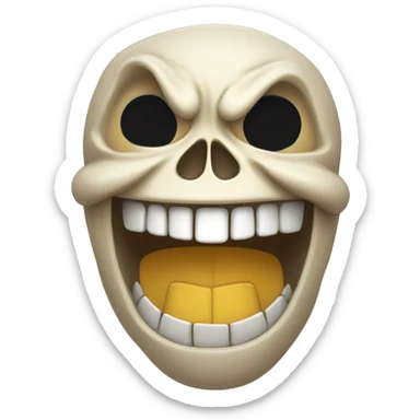 laughing skull with very large forehead and ugly teeth sticker