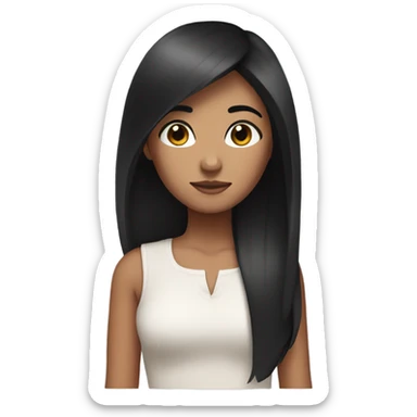 Girl with black straight hair and brown eyes sticker