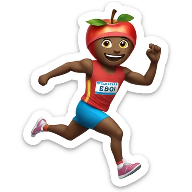 apple sprinting, wearing a headband and waving arms sticker