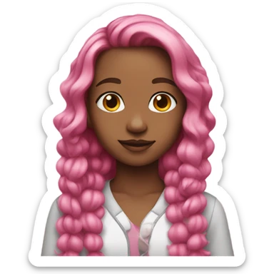 Girl with pink highlights in her hair sticker