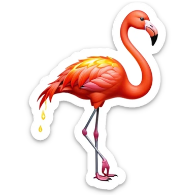 A metallic flamingo with magma flowing through transparent sections of its body. Its long neck glows red-hot and it can forge and shape metals with its beak. sticker