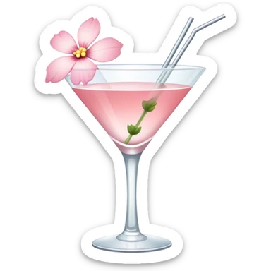 Cocktail with light pink flowers sticker