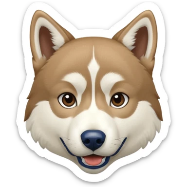 White  brown husky with Seattle Seahawks gear sticker