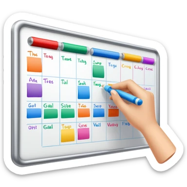 Goal planning on a white board sticker