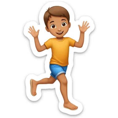 child hopping on one foot, cheerful and playful sticker